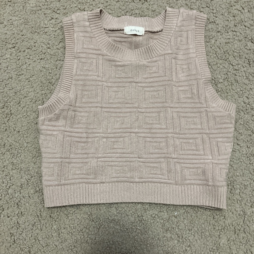 Brown Textured Crop Top